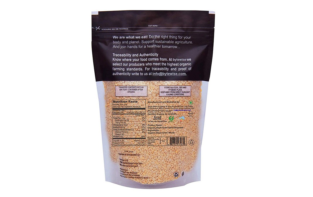 Bytewise Organic Urad Dal Mogar (Black Gram Split Dehusked)   Pack  1 kilogram
